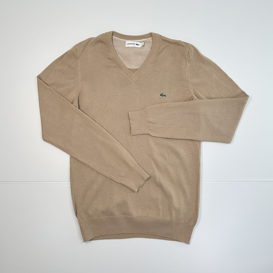 Lacoste Men's Cotton V-Neck Cotton Sweater - Size XS