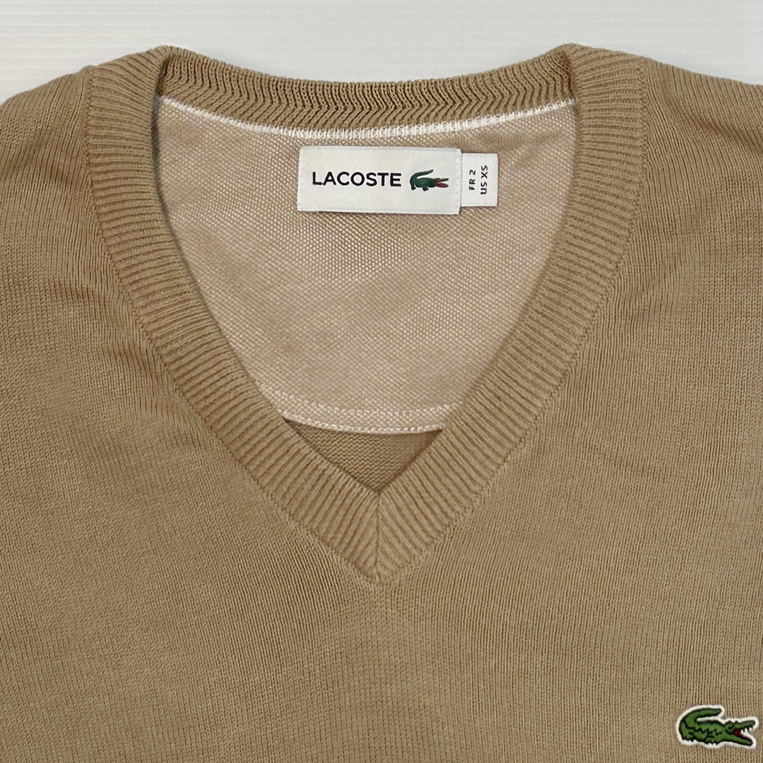 Lacoste Men's Cotton V-Neck Cotton Sweater - Size XS