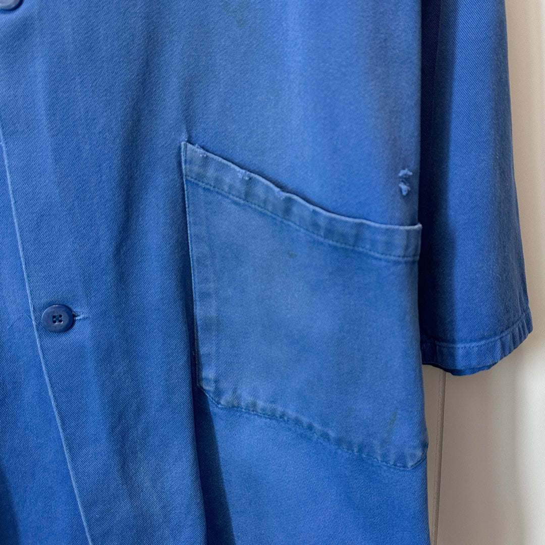 Vintage Long French Blue Work Jacket - Medium