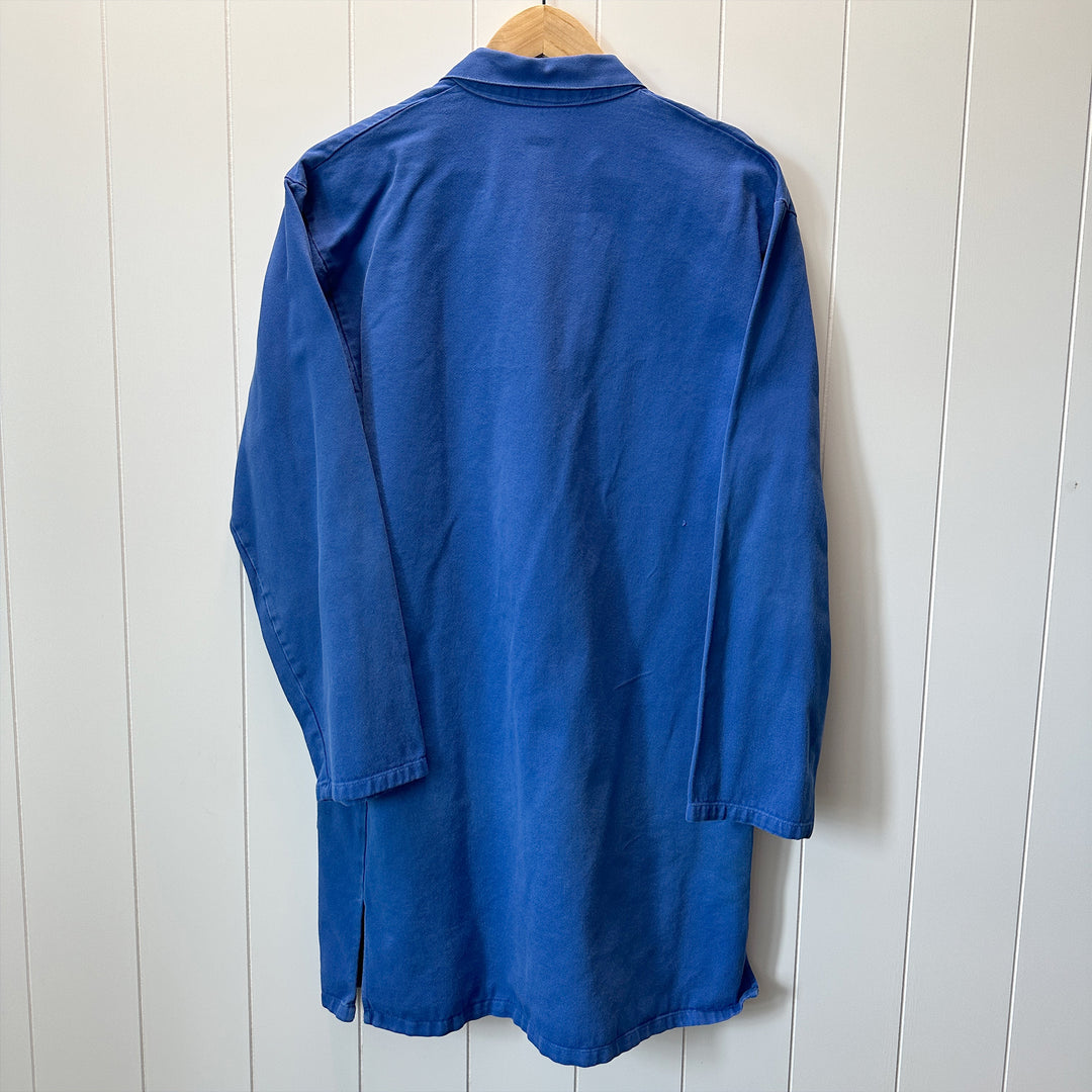 Vintage Long French Blue Work Jacket - Medium