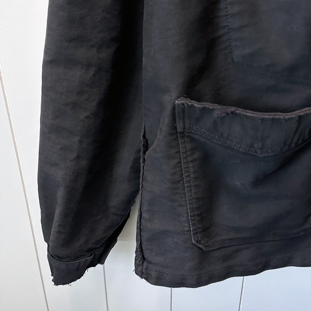 Vintage 1950s Black Le Beau-Fort Moleskin Work Jacket - Medium-large