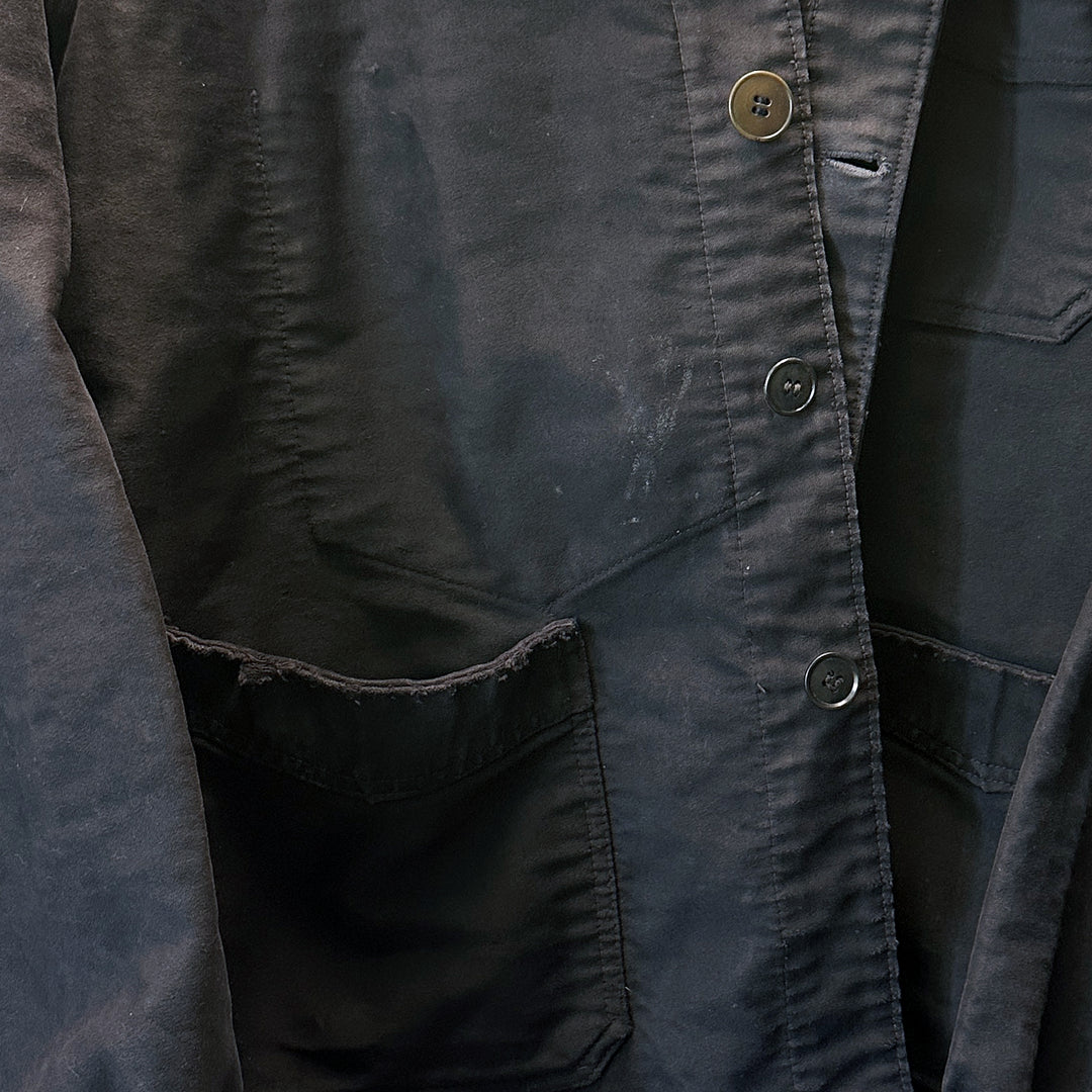 Vintage 1950s Black Le Beau-Fort Moleskin Work Jacket - Medium-large
