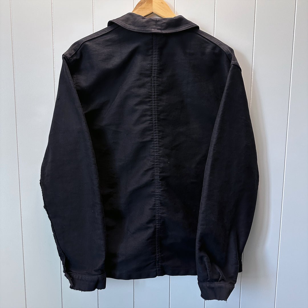 Vintage 1950s Black Le Beau-Fort Moleskin Work Jacket - Medium-large