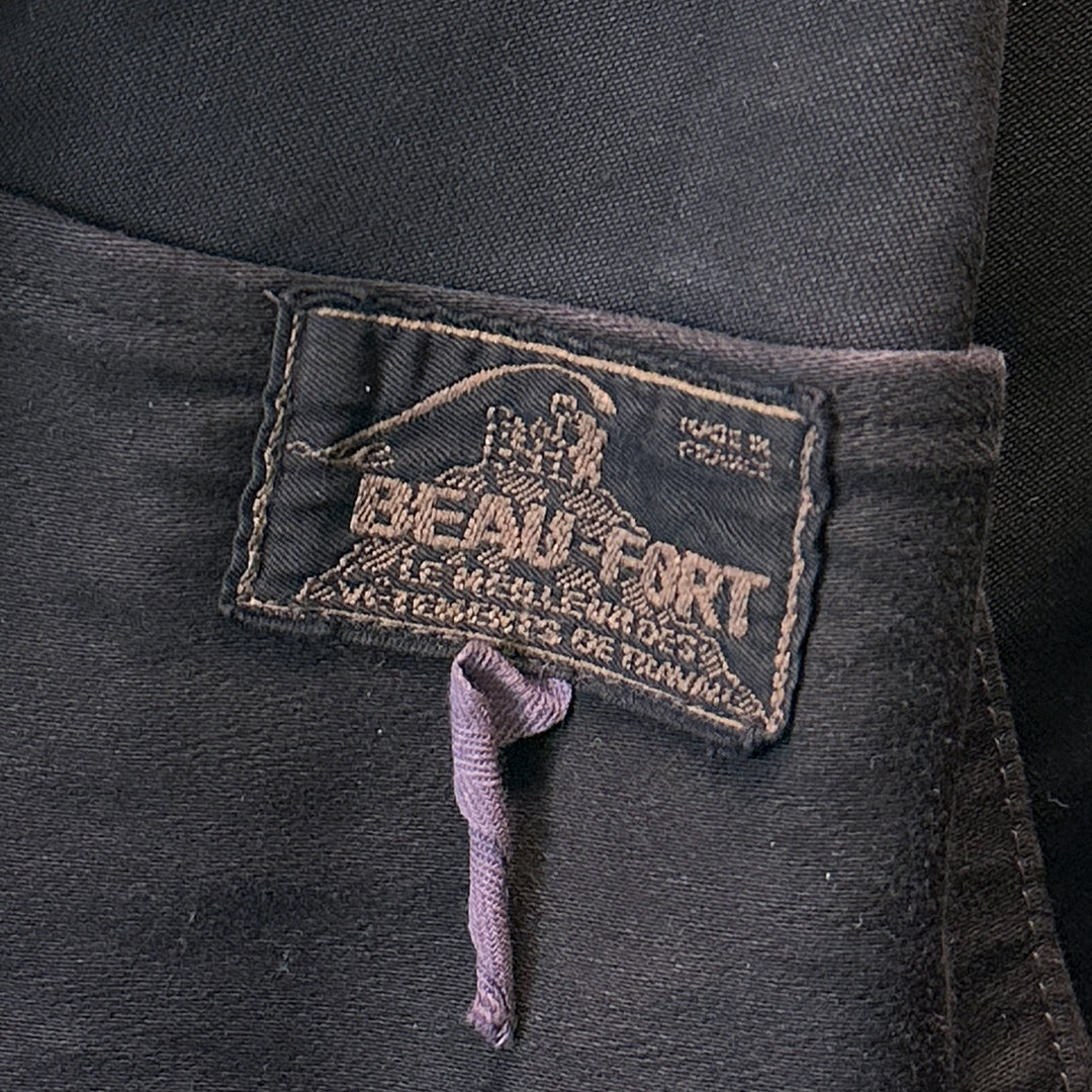 Vintage 1950s Black Le Beau-Fort Moleskin Work Jacket - Medium-large