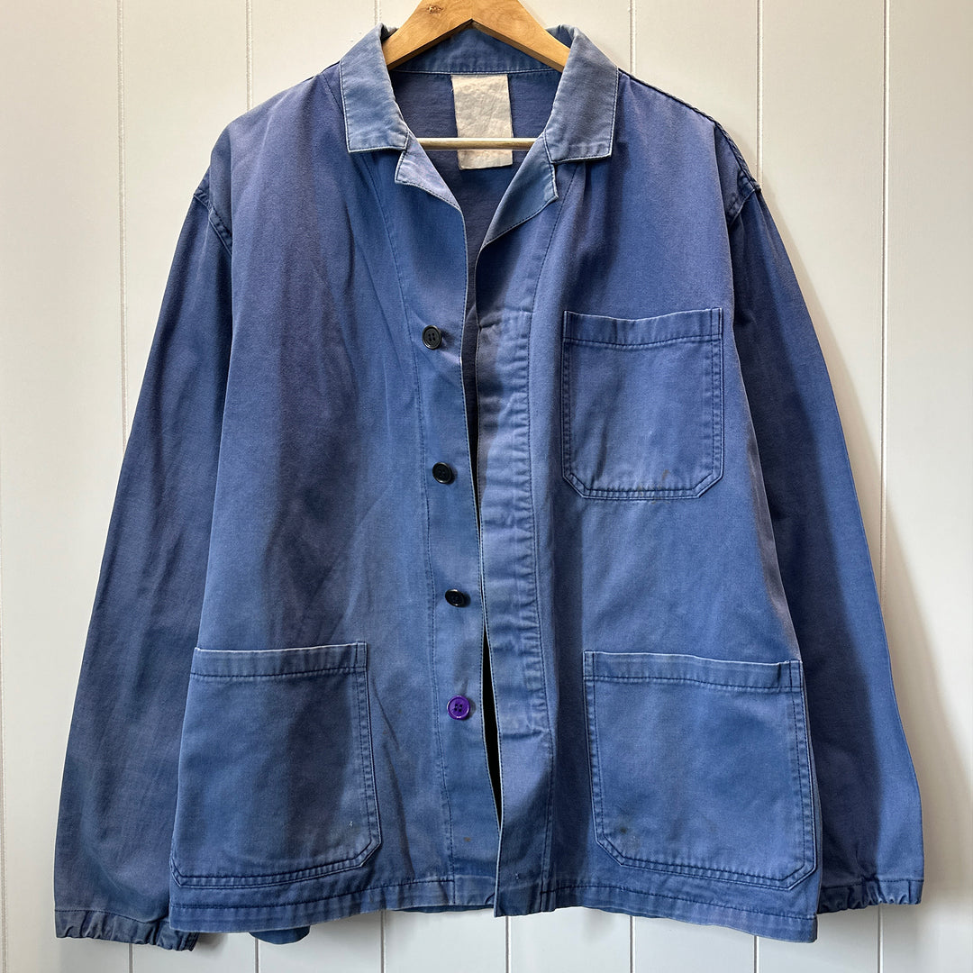 Vintage Blue Moleskin French Work Jacket - Men's Large / Women's XL