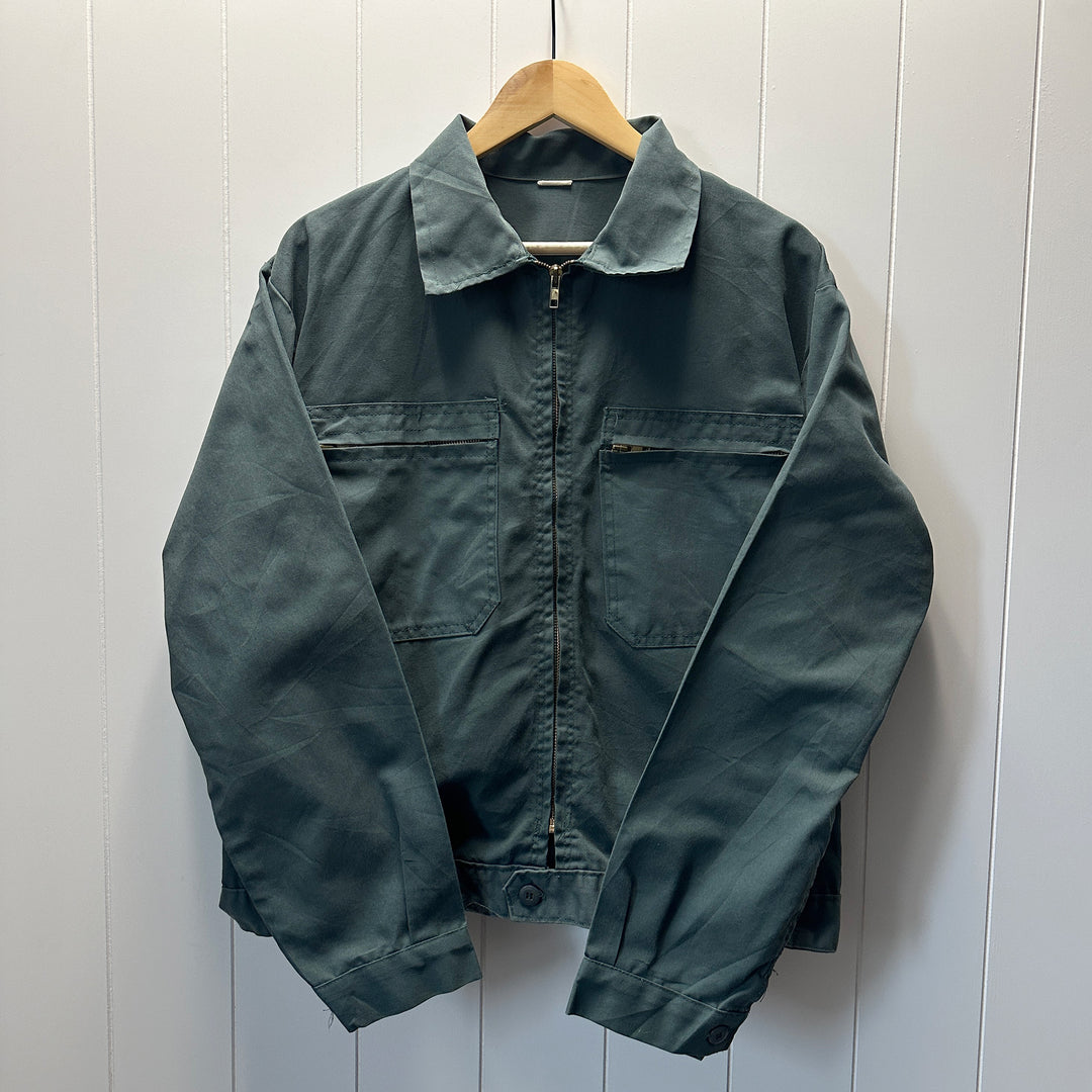 Vintage Green French Mechanic Jacket - Cotton Blend - Large