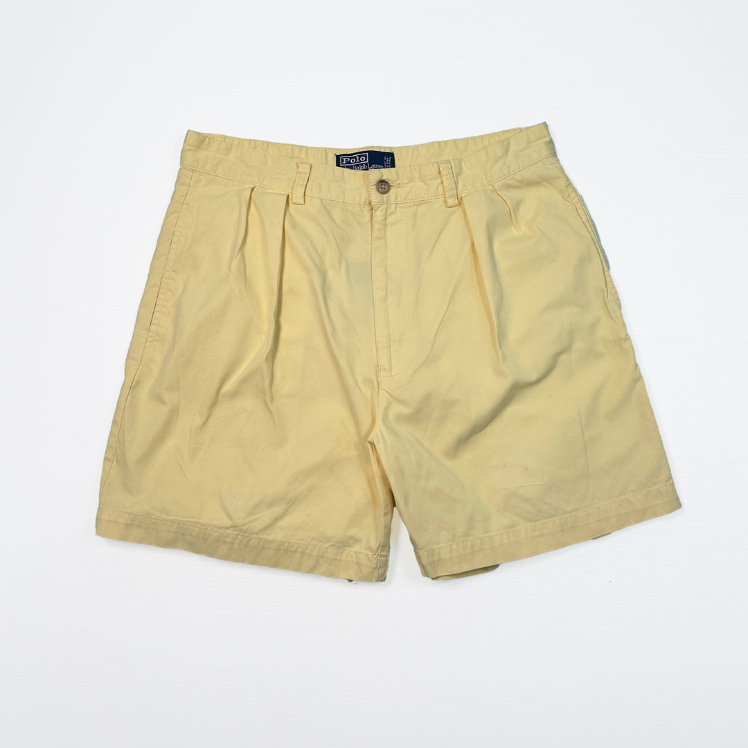 Polo Ralph Lauren Yellow Pleated Cotton Shorts - 33