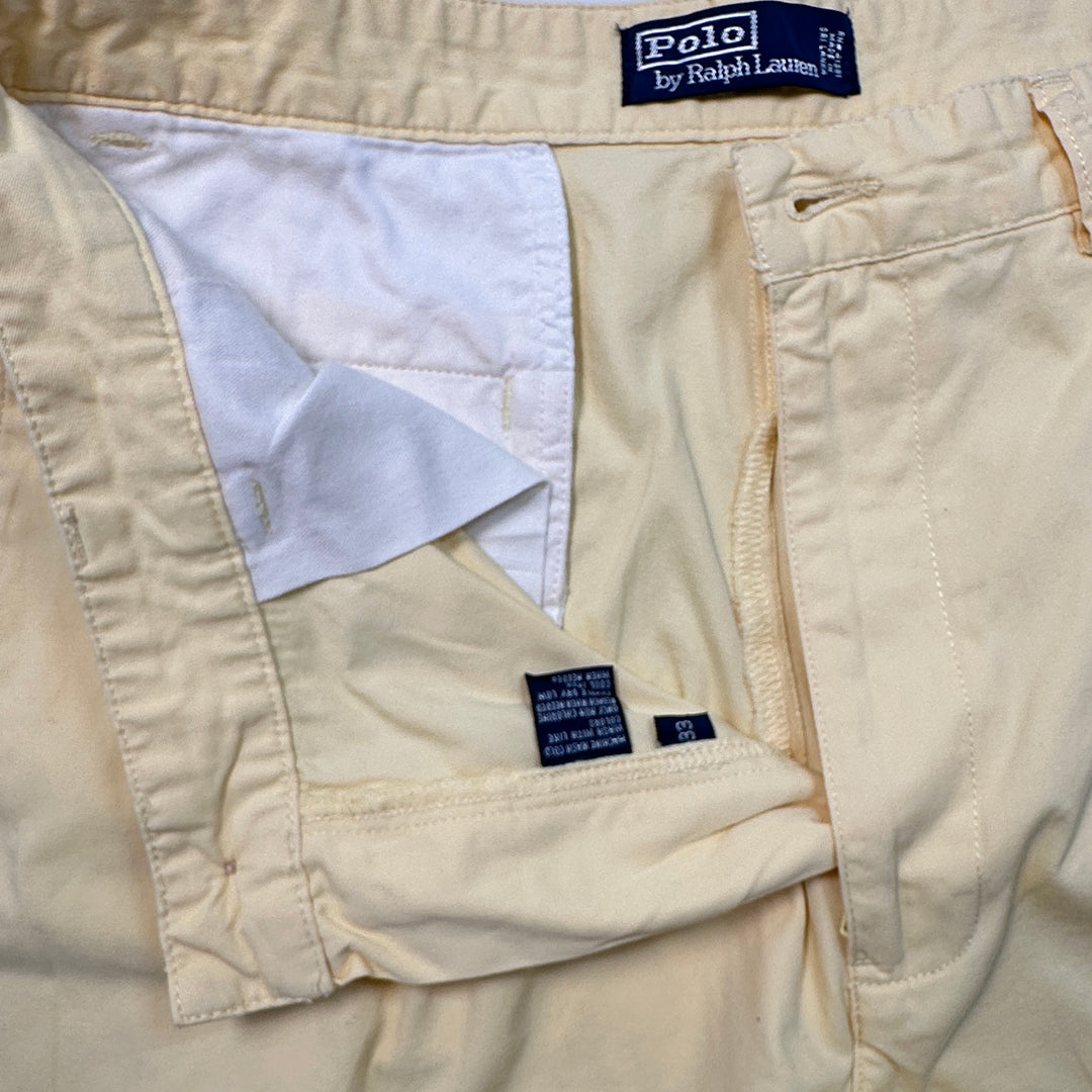 Polo Ralph Lauren Yellow Pleated Cotton Shorts - 33