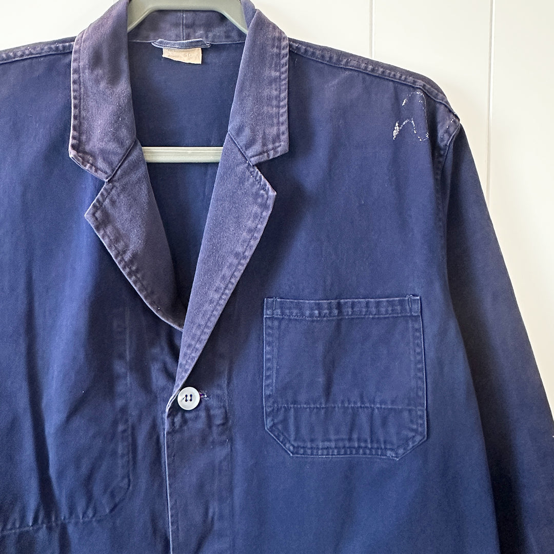 Vintage Long French Blue Work Jacket - Men's Medium / Women's Large