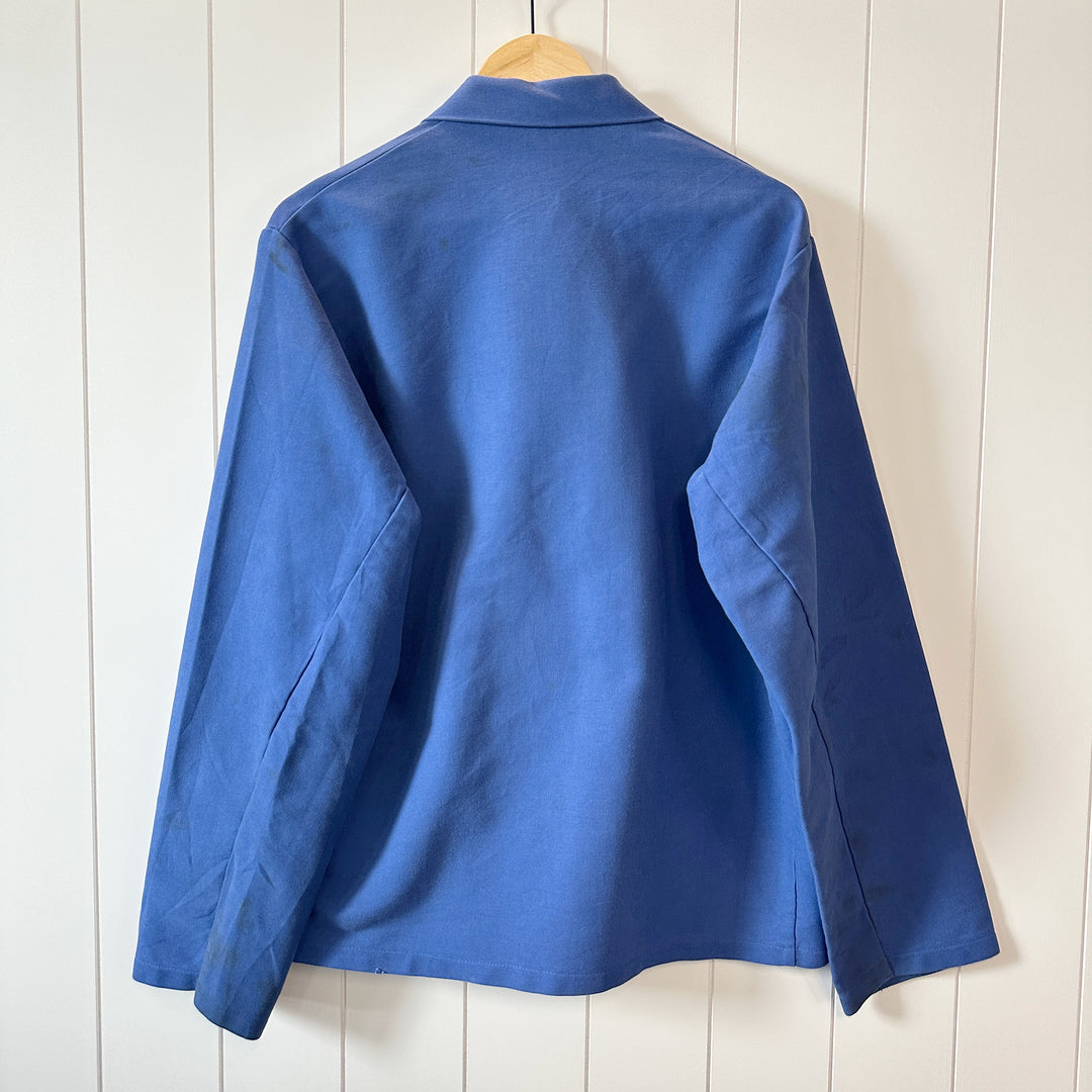 Vintage Solvay Blue Cotton Blend Moleskin Work Jacket - Men's Medium