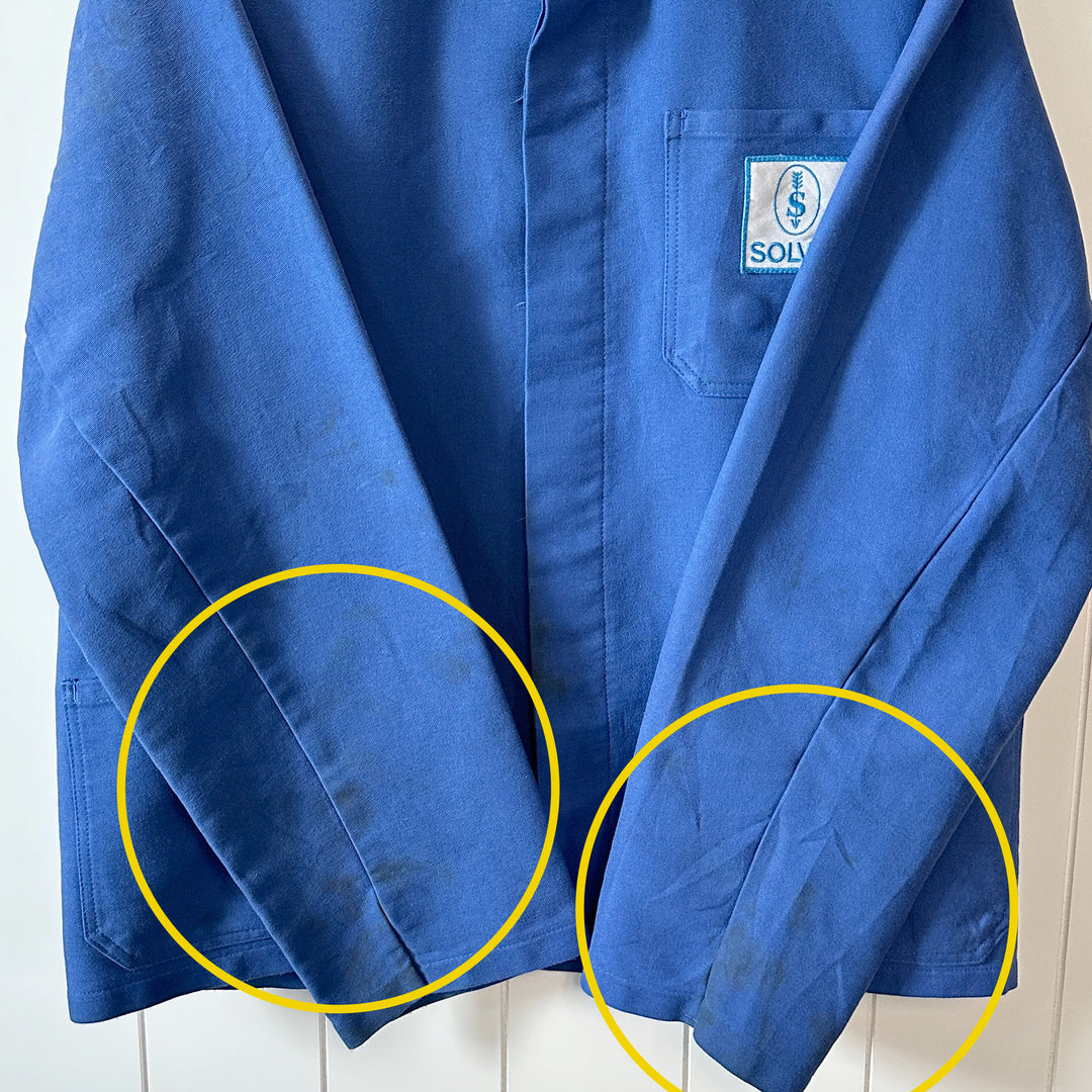 Vintage Solvay Blue Cotton Blend Moleskin Work Jacket - Men's Medium