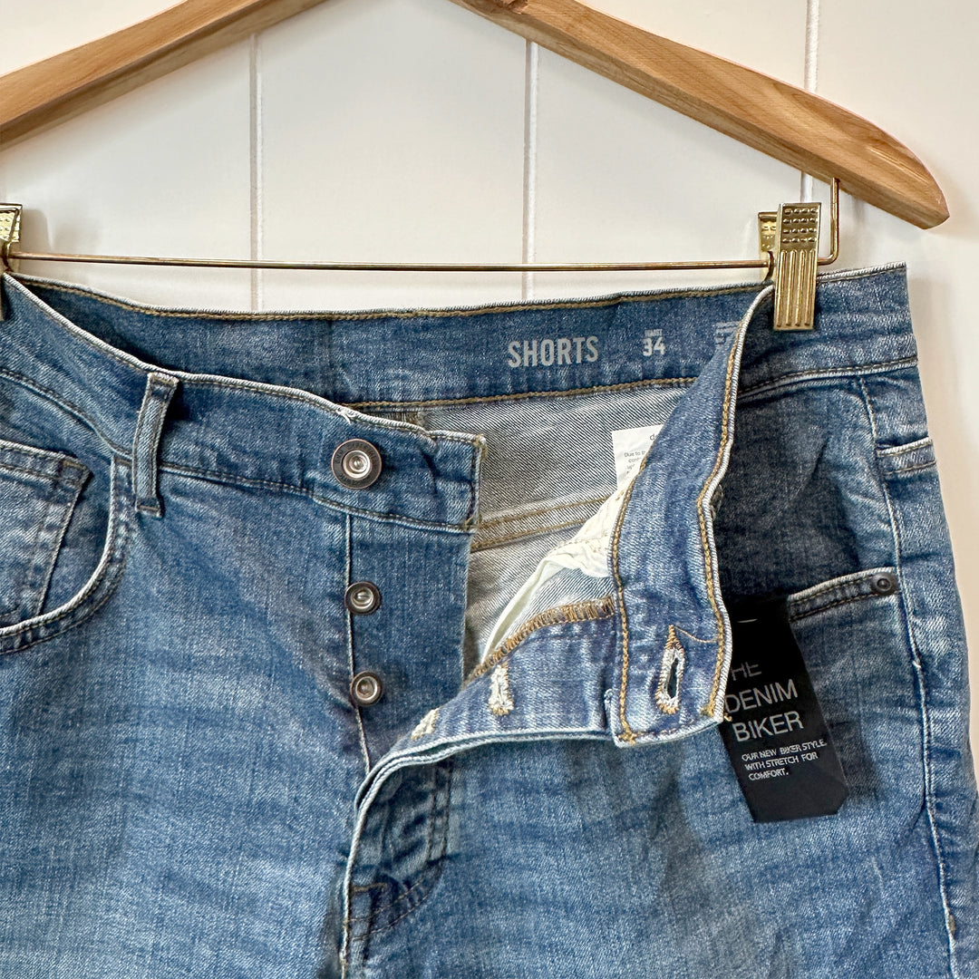 Denim Moto Shorts - Never Worn - 34 Waist
