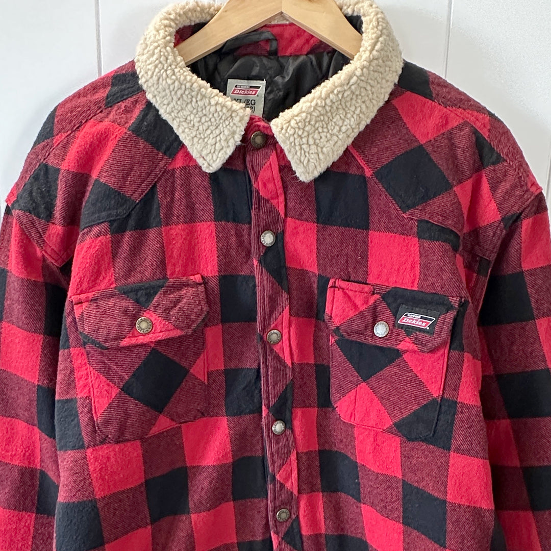 Dickies Quilted Nylon Lined Buffalo Plaid Snap Front Jacket - Men's XL