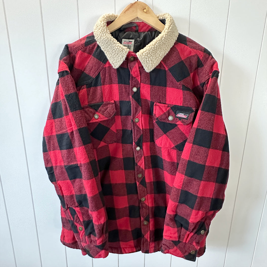 Dickies Quilted Nylon Lined Buffalo Plaid Snap Front Jacket - Men's XL