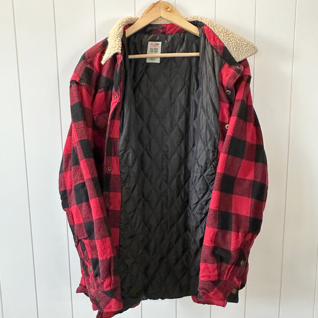 Dickies Quilted Nylon Lined Buffalo Plaid Snap Front Jacket - Men's XL