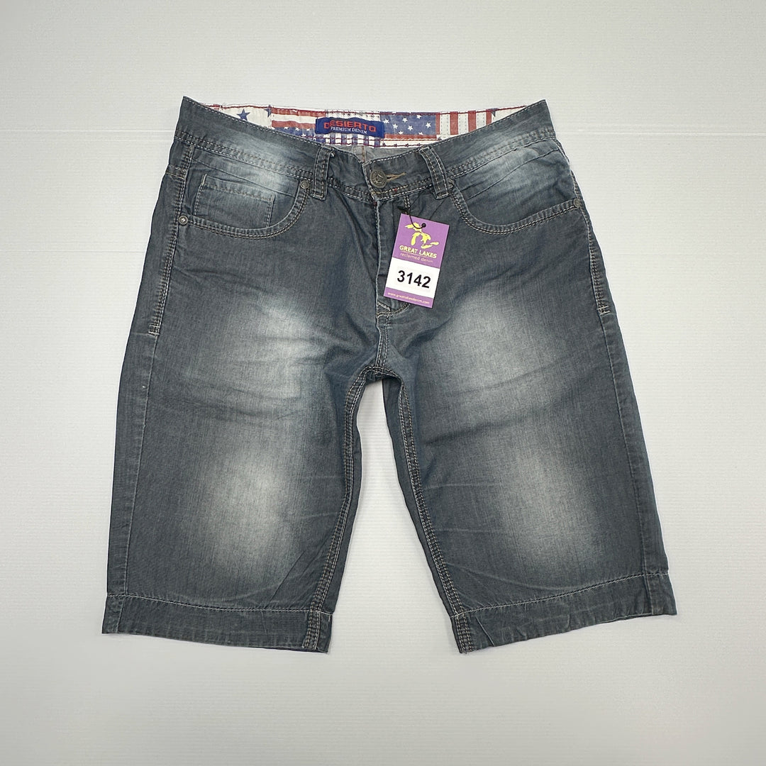 Desierto Charcoal Lightweight Denim Shorts - 32" Waist