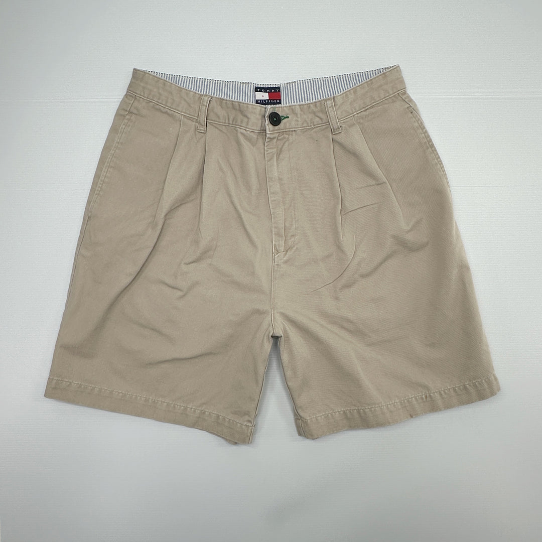 Tommy Hilfiger Vintage Y2K Cotton Pleated Khaki Shorts - 34x7