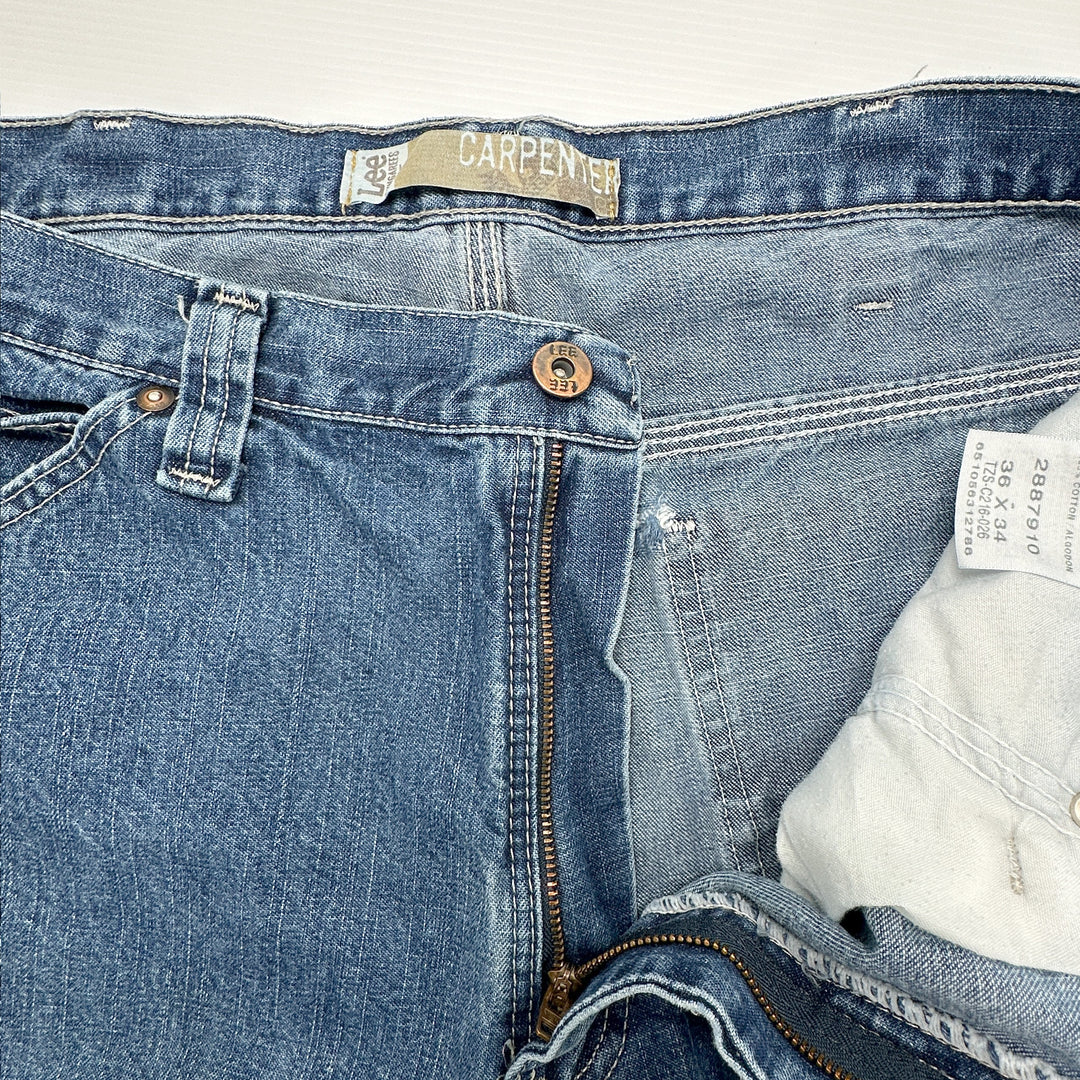 Thrashed Lee Jeans Men's Loose Baggy Carpenter Work Jeans - 36x34