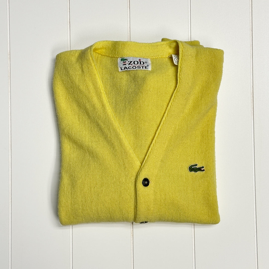Vintage Izod Lacoste Acrylic V-neck Cardigan Sweater - Large