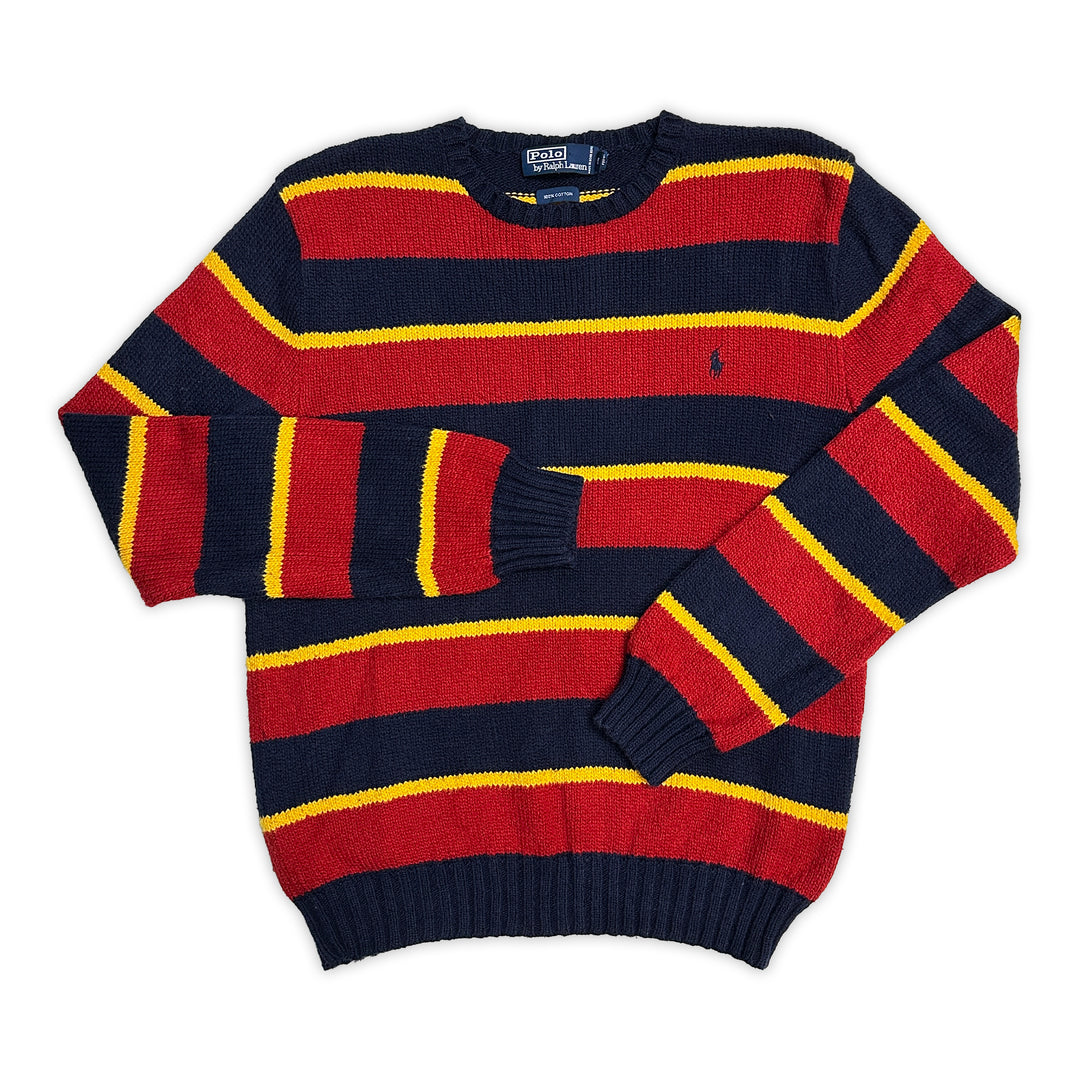 Polo Ralph Lauren Striped Cotton Crew Neck Sweater - Men's Medium