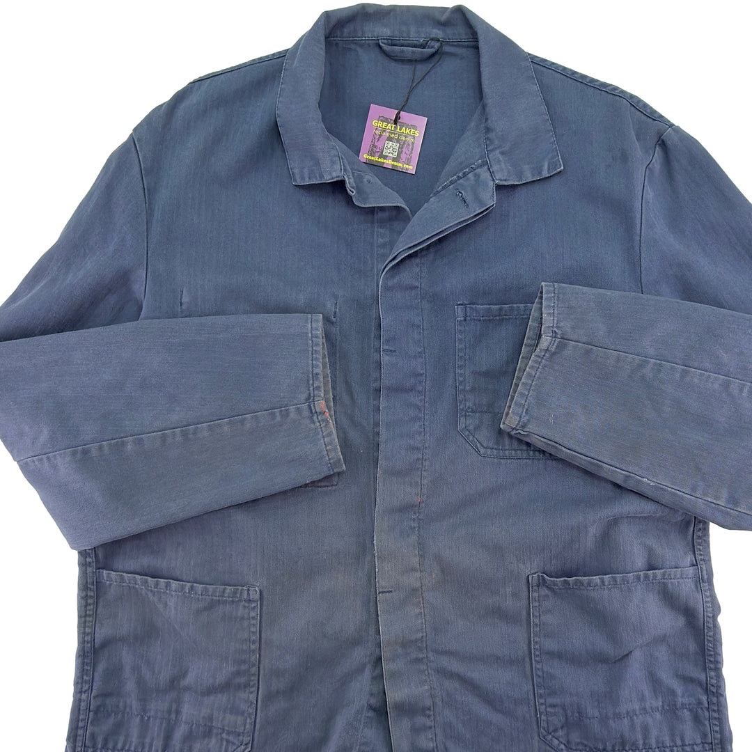 Vintage Distressed Blue French Work Jacket - Men's Medium / Women's Large