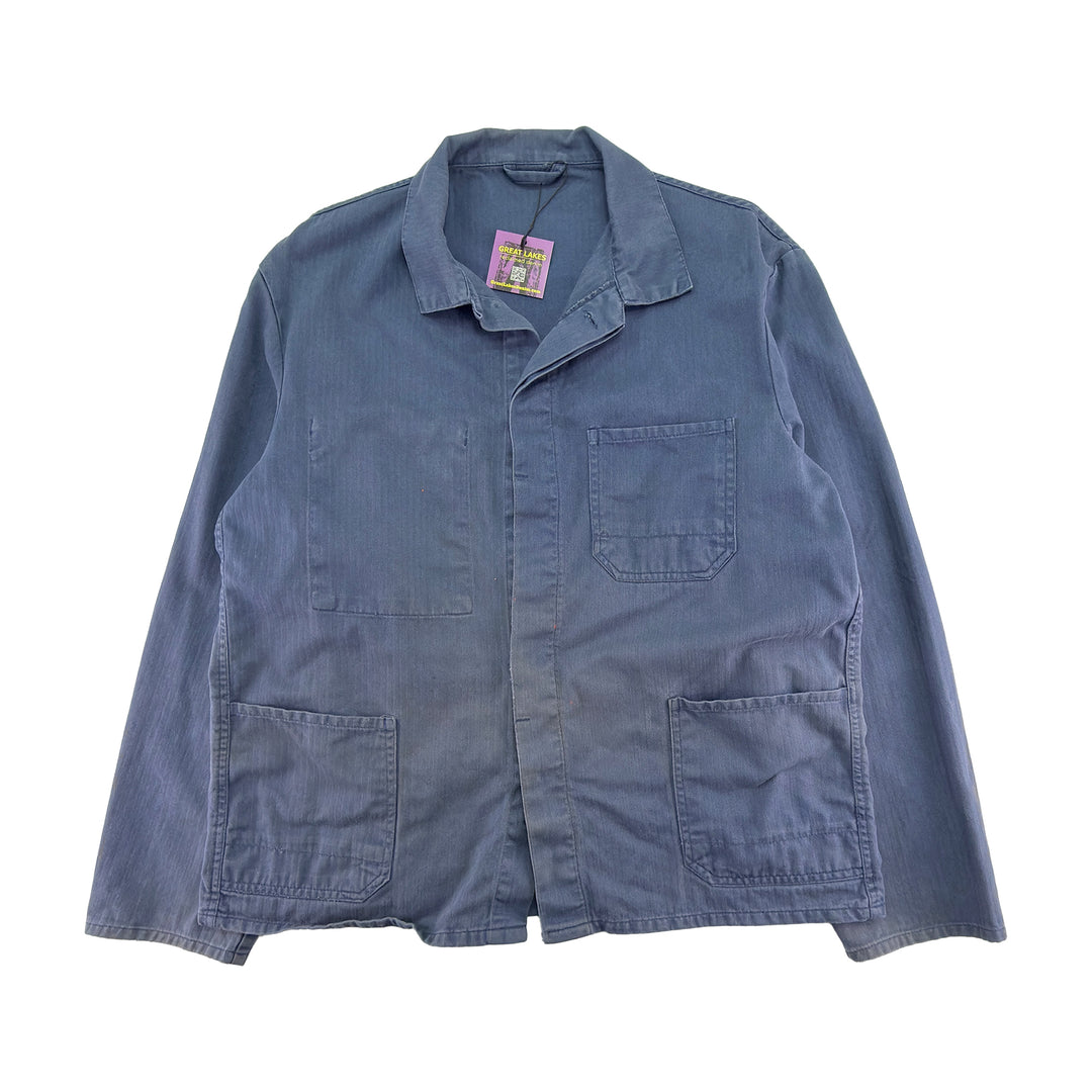 Vintage Distressed Blue French Work Jacket - Men's Medium / Women's Large