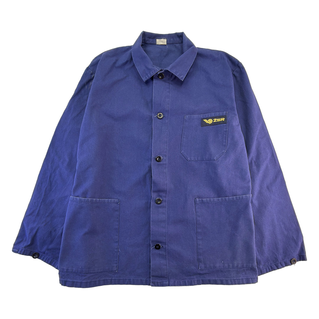 Vintage Blue Work Jacket - Slovakian Railroad - Fits Men's Medium / Women's Large