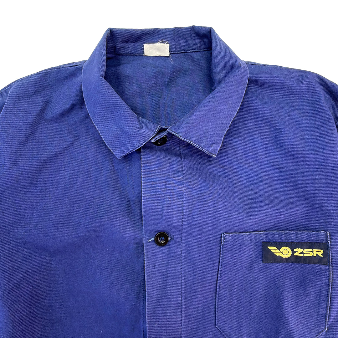 Vintage Blue Work Jacket - Slovakian Railroad - Fits Men's Medium / Women's Large