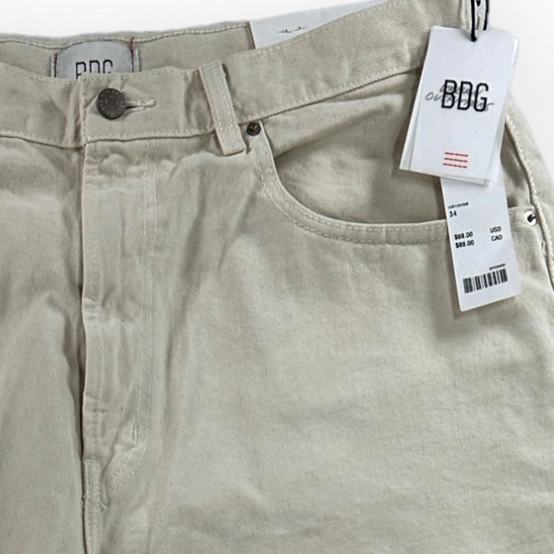 BDG High Rise Baggy Ivory Jeans NWT 34