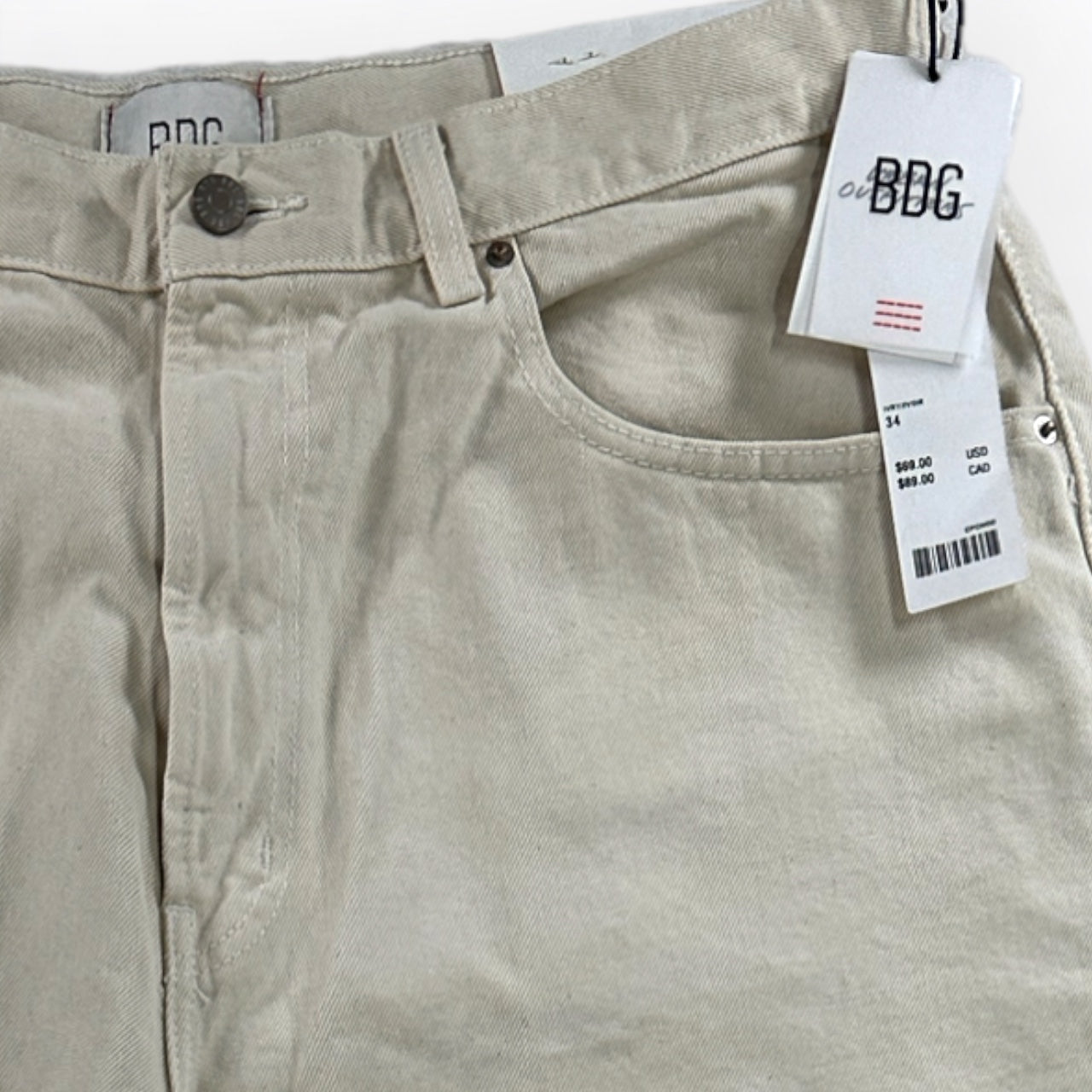 BDG High Rise Baggy - Ivory - New with Tags - Women's 34-3