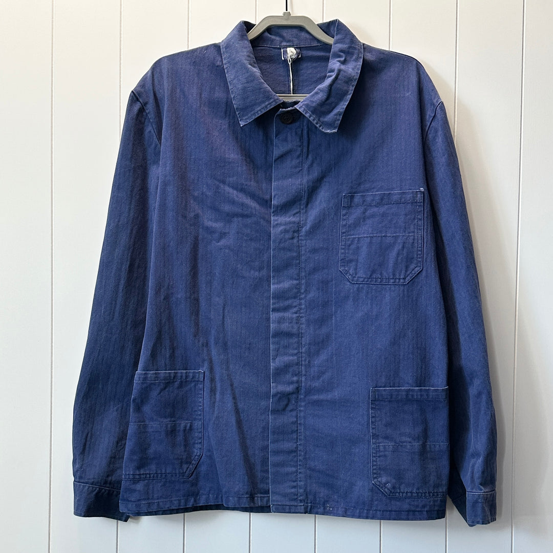 Vintage French Sanfor Harringbone Work Jacket - Men's XL / Women's 2XL
