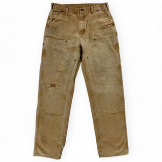 Thrashed Carhartt B136 BRN Original Dungaree Fit Double Knee Pants - Men's 32x34 Great Lakes Reclaimed Denim