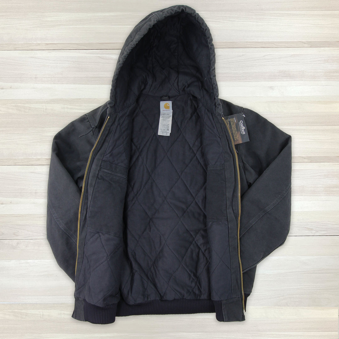 Carhartt 2011 J130 BLK (Black) Quilted Flannel Lined Sandstone Duck Jacket NWT - Medium Tall Great Lakes Reclaimed Denim