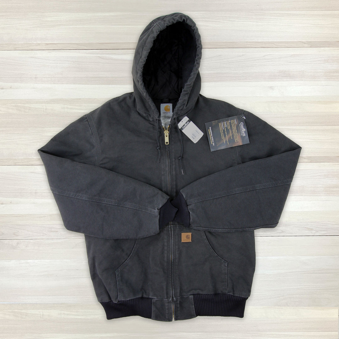 Carhartt 2011 J130 BLK (Black) Quilted Flannel Lined Sandstone Duck Jacket NWT - Medium Tall Great Lakes Reclaimed Denim