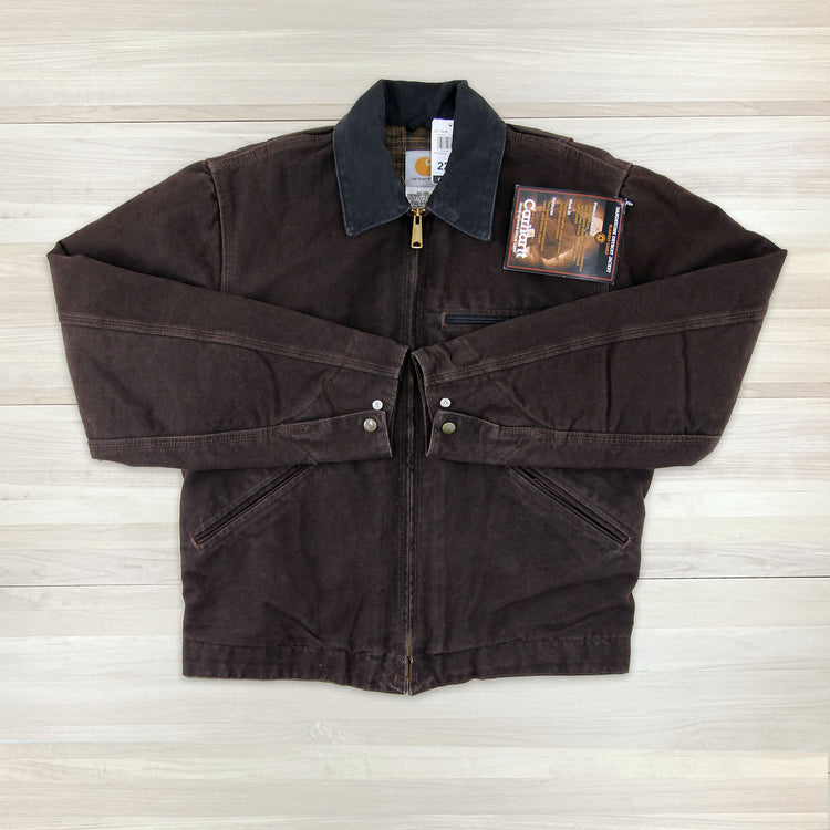 Carhartt J97 DKB Dark Brown Blanket Lined Detroit Jacket NWT - Medium Great Lakes Reclaimed Denim