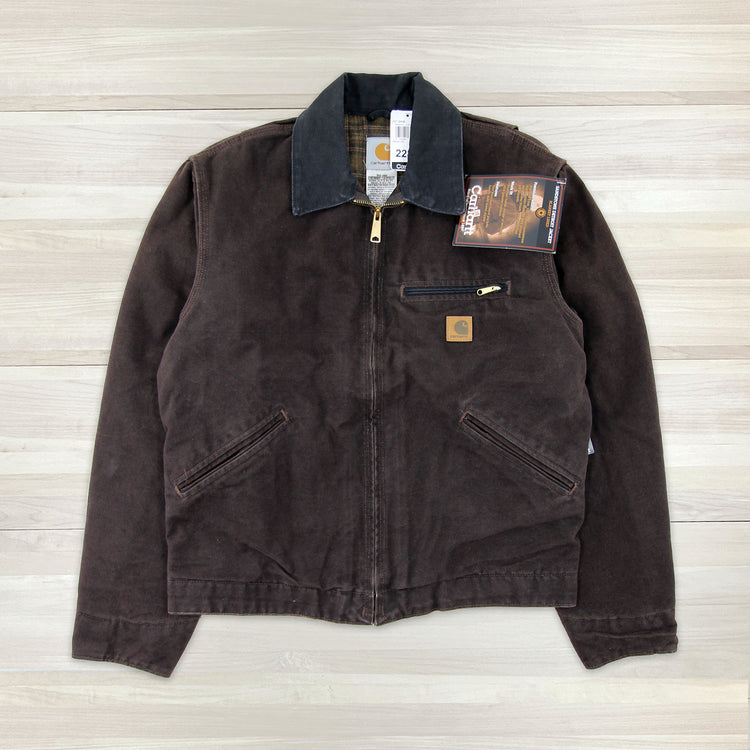 Carhartt J97 DKB Dark Brown Blanket Lined Detroit Jacket NWT - Medium Great Lakes Reclaimed Denim