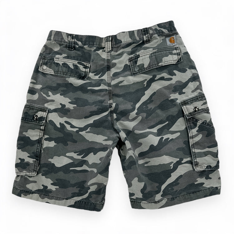 Carhartt Relaxed Fit Camo Canvas Shorts - Size 36 (34" Waist) Great Lakes Reclaimed Denim