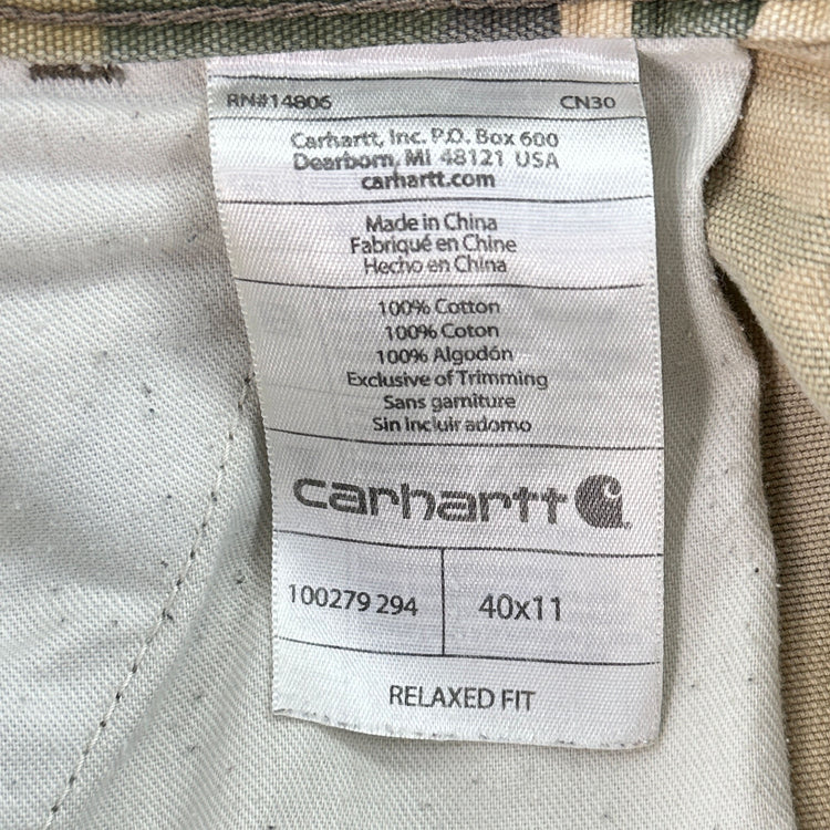 Carhartt Relaxed Fit Camo Canvas Shorts - Size 40 (38" Waist) Great Lakes Reclaimed Denim