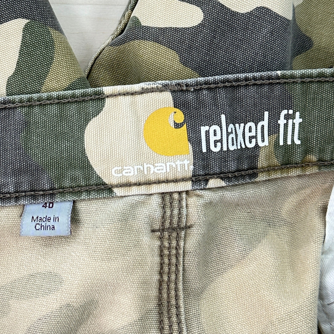 Carhartt Relaxed Fit Camo Canvas Shorts - Size 40 (38" Waist) Great Lakes Reclaimed Denim