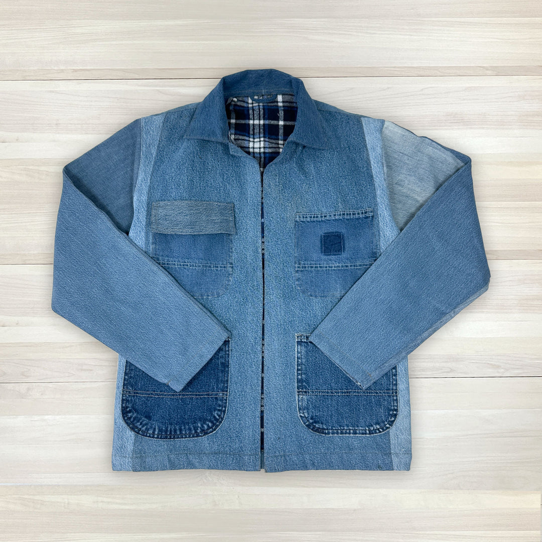 Chore Coat Made From Recycled Carhartt Work Jeans - Small Great Lakes Reclaimed Denim