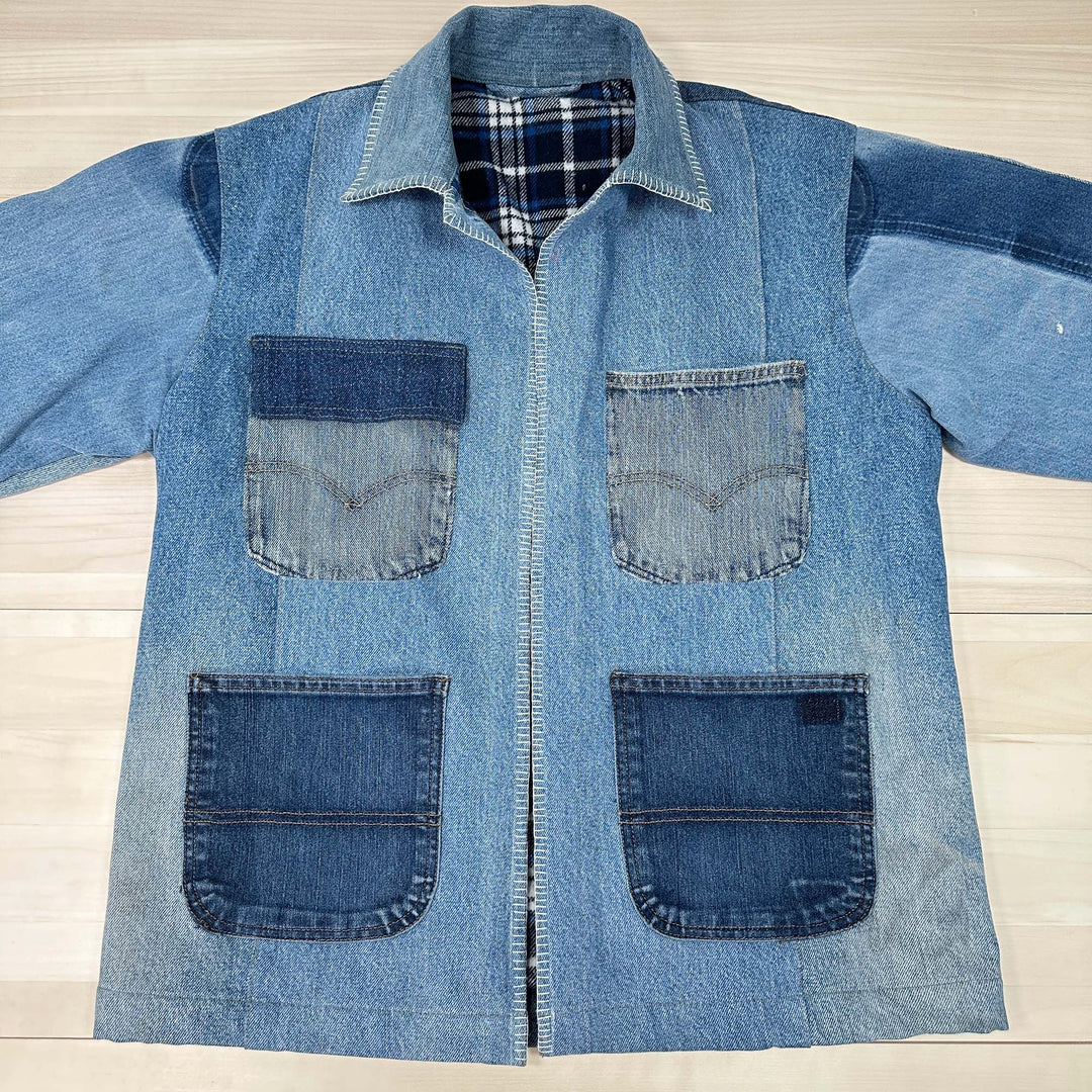 Chore Coat Made From Recycled Work Jeans - Large Great Lakes Reclaimed Denim