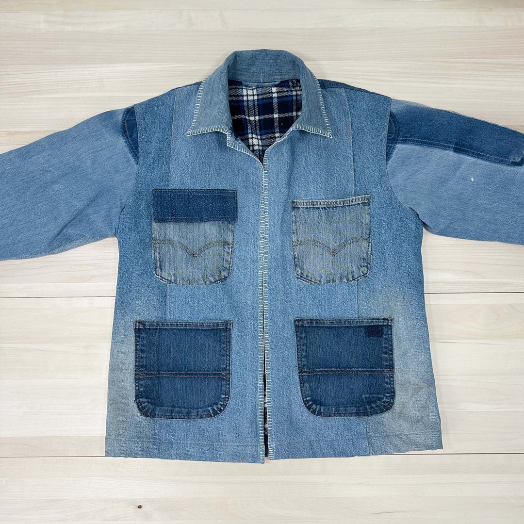 Chore Coat Made From Recycled Work Jeans - Large Great Lakes Reclaimed Denim