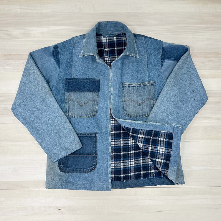 Chore Coat Made From Recycled Work Jeans - Large Great Lakes Reclaimed Denim