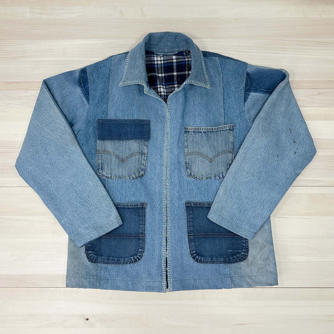 Chore Coat Made From Recycled Work Jeans - Large Great Lakes Reclaimed Denim