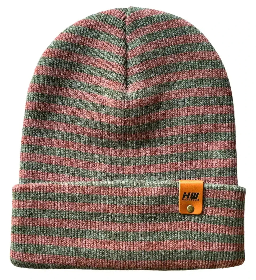 HAAKWEAR Classic RORO Cuffed Beanie / Hat - Burgundy / Green, Made in USA