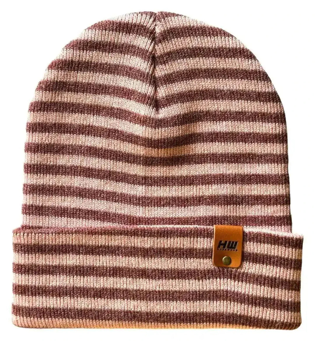 HAAKWEAR Classic RORO Cuffed Beanie / Hat - Burgundy / Pink, Made in USA