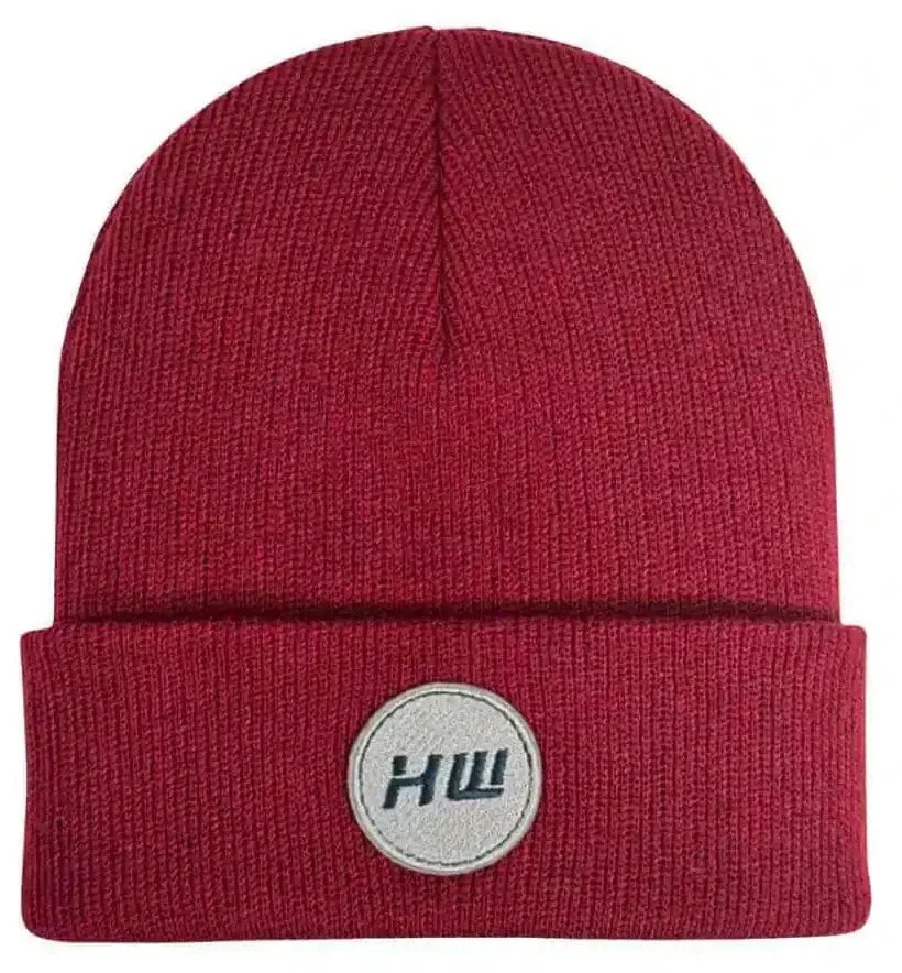 HAAKWEAR Cuffed Wide Ribbed Striped Beanie / Hat, Limited Edition - Made in USA Burnt Maroon