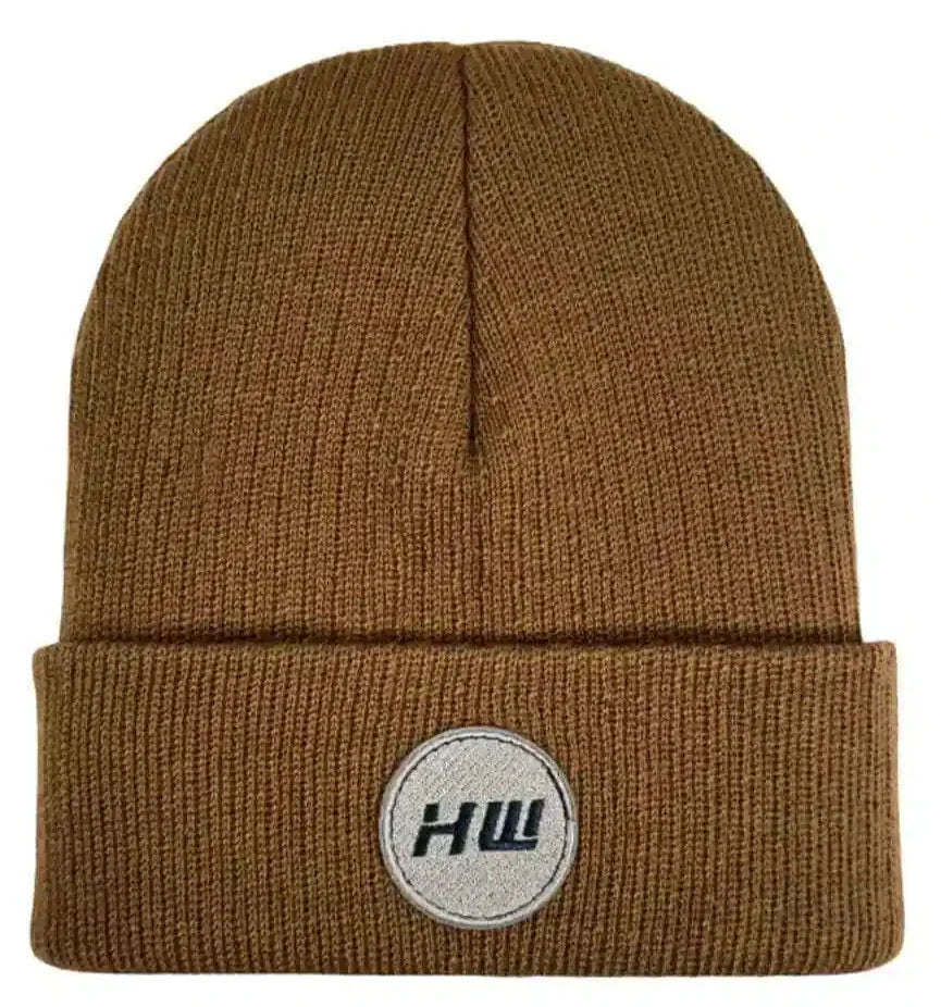 HAAKWEAR Cuffed Wide Ribbed Striped Beanie / Hat, Limited Edition - Made in USA Camel Brown