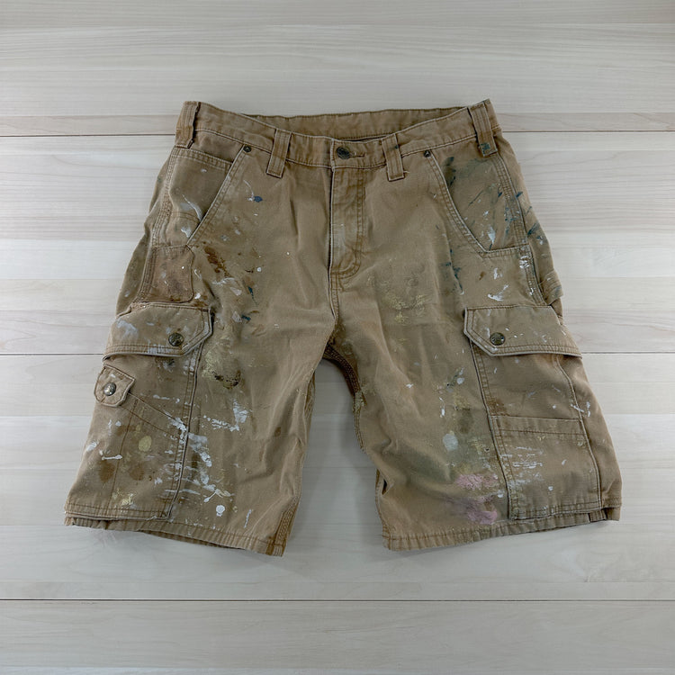 Distressed and Painted Carhartt B357 BRN Shorts - Measures 32x10 Great Lakes Reclaimed Denim