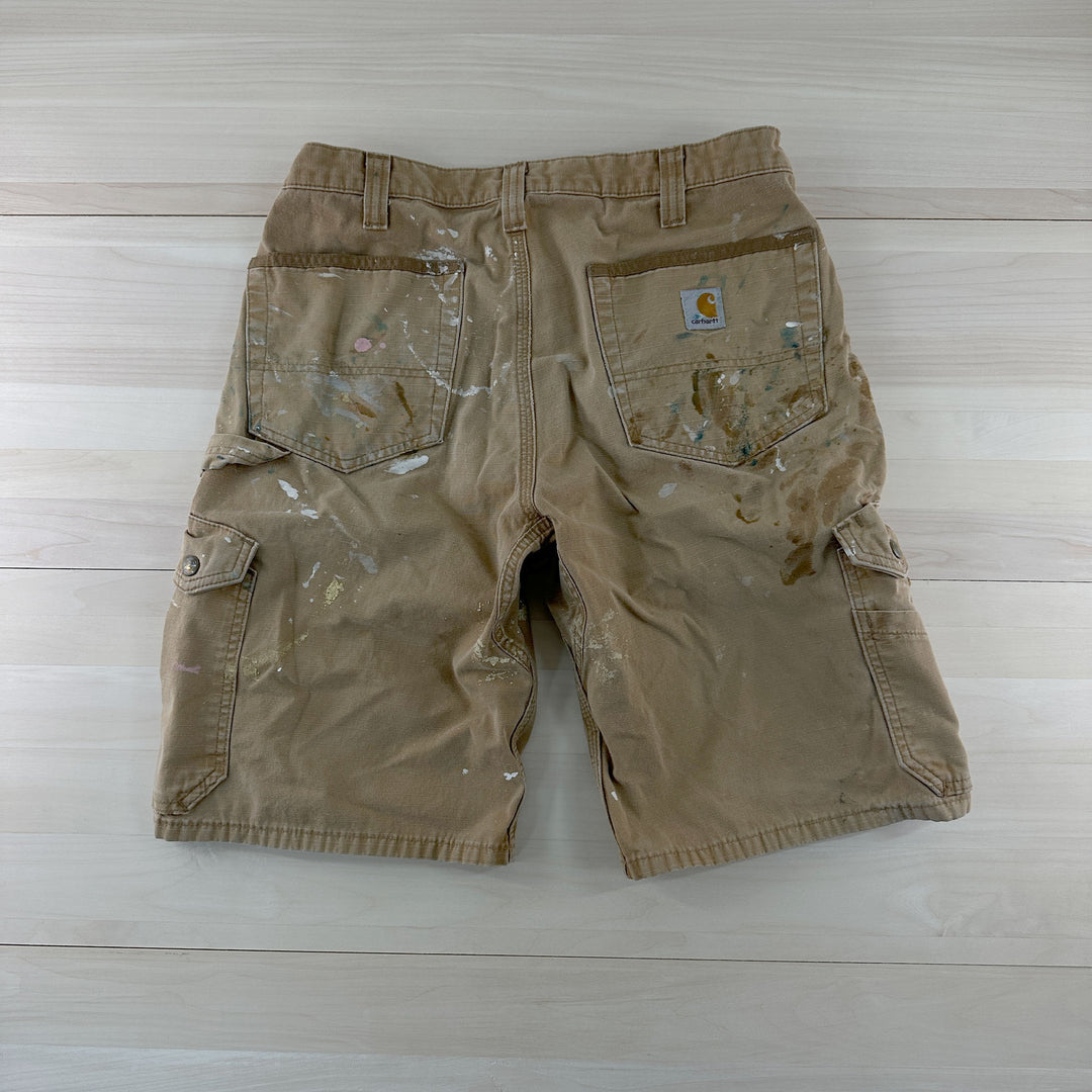 Distressed and Painted Carhartt B357 BRN Shorts - Measures 32x10 Great Lakes Reclaimed Denim